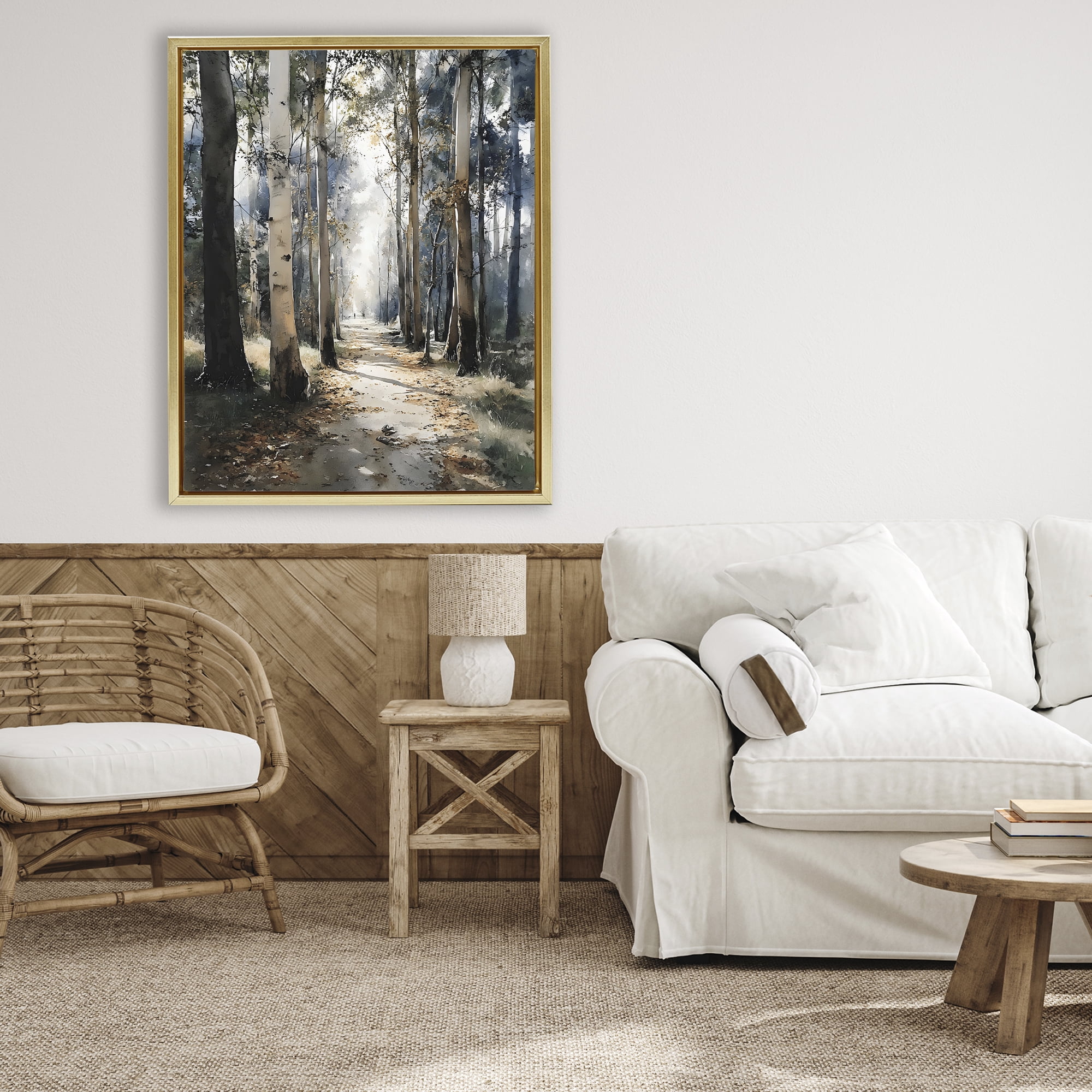 Stupell Industries Path in Autumn Light Gold Framed Floater Canvas Wall Art, design by Franklyn Gregory