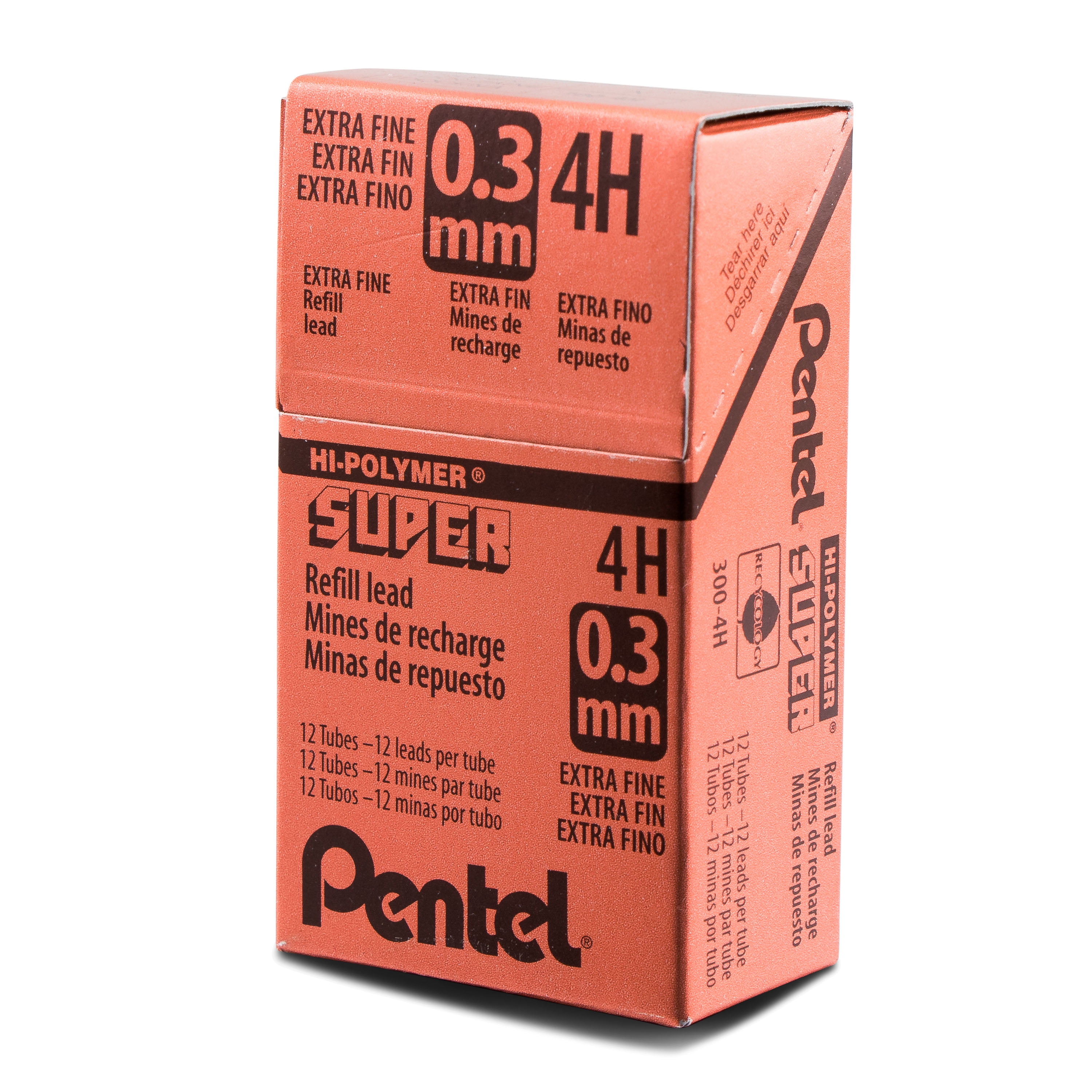 Pentel Super Hi-Polymer Leads, .3mm, 4H