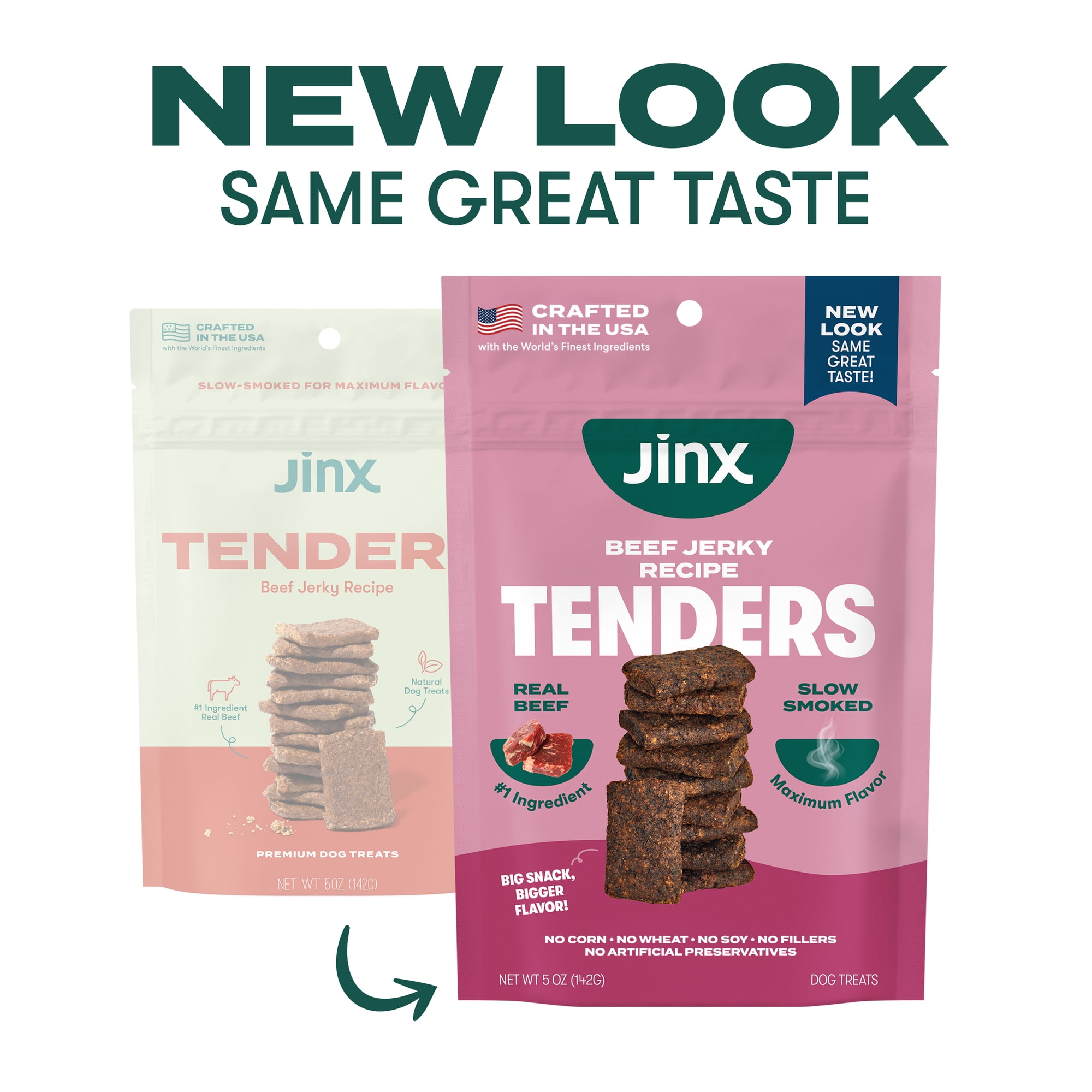 (4 pack) Jinx All Natural Slow-Smoked Beef Flavor Jerky Tenders for Dogs, 5 oz Bag