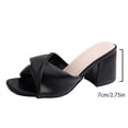 thumbnail image 5 of Lovskoo Womens Plus Size Chunky Heel Slides Square Open Toe Wide Width Solid Color High Heel Mules Indoor Outdoor Casual Sandals, 5 of 9