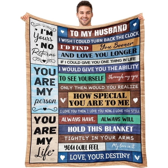 Husband Birthday Gifts from Wife - Fathers Day Christmas Birthday Gifts for Husband - Valentines Day Presents for Him - Wedding Anniversary Romantic Presents for Him Man - To My Man Blanket 50"x60"