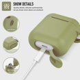thumbnail image 3 of Coffea Protective Silicone Case with Keychain for AirPods 1 & 2 (Front LED Not Visible) (Army Green), 3 of 7