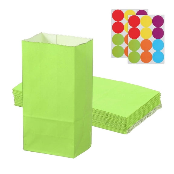 Uxcell Party Favor Bag, Mini Paper Candy Bags Gift Treat Celebration Halloween Goody Birthday Wedding Party with Stickers Light Green 7.1 in