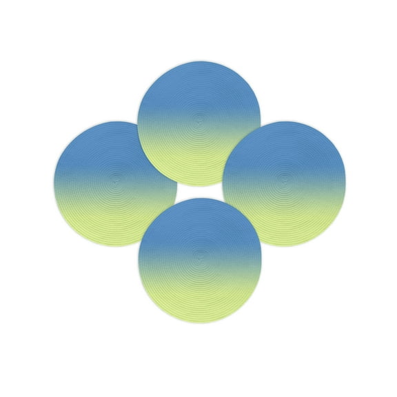 Round Placemats Set of 4 Blue and Yellow Ombre Place Mats Washable Woven Placemat Gradient Gradual Color Circle Braided Table Mat for Kitchen Dining Table Party Home Decor 15 Inch