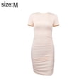 thumbnail image 2 of Dinheiro Mini vestido sexy con cordones y espalda descubierta, vestidos de fiesta ajustados con pliegues y mangas largas, M, 2 of 7