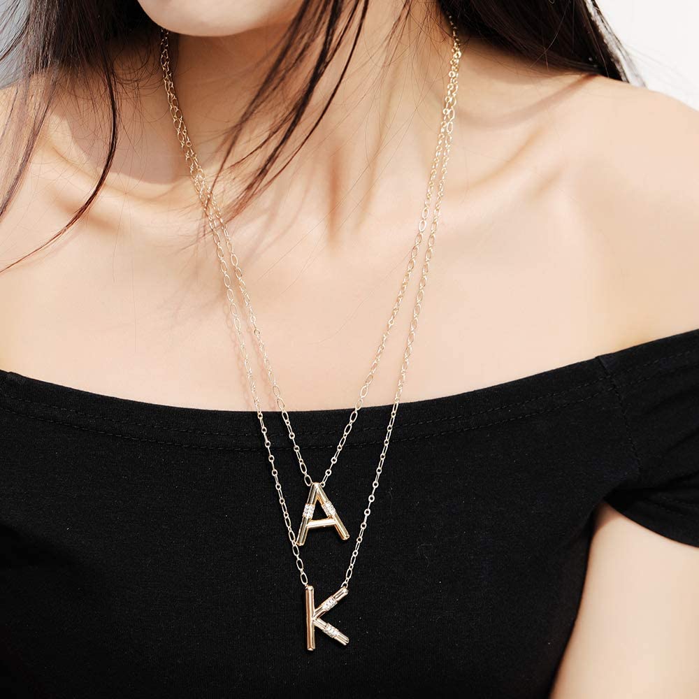 Cubic Zirconia Initial Pendant Necklace 