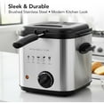 thumbnail image 5 of OVENTE Electric Deep Fryer, 1.5L Capacity, 800W with Adjustable Temperature, Viewing Window Lid, Removable Frying Basket & Cool-Touch Handles, Stainless Steel Countertop Fryer, Silver FDM1501BR, 5 of 9