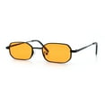 thumbnail image 4 of Timless Iconic Hipster Metal Rim Narrow Rectangle Snug Hustler Sunglasses Black - Orange, 4 of 8