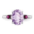 thumbnail image 4 of Auriga 925 Sterling Silver Pink Quartz and Garnet Engagement Ring Size 6 for Women, 4 of 6