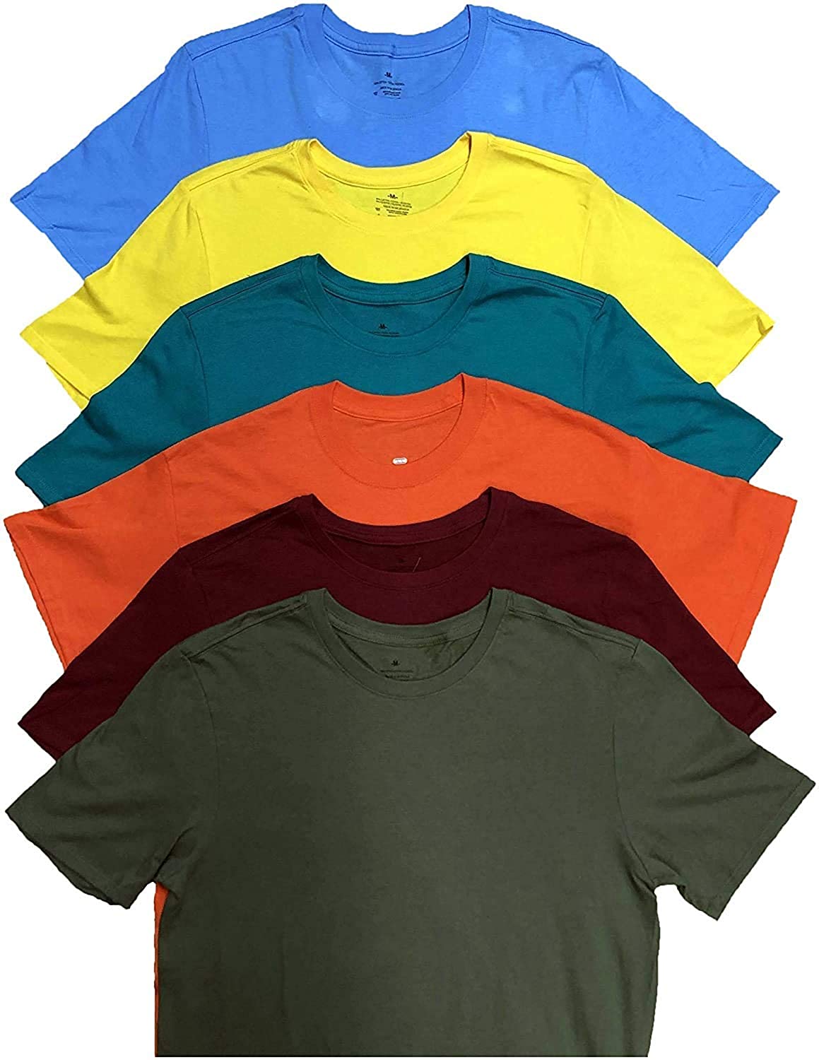 Men's Cotton Crew Neck Short Sleeve T-Shirts, Bulk Tshirt Color Mix - image 2 of 3