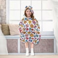 thumbnail image 7 of Dailycode Wearable Blanket Hoodie Oversized Sherpa Flannel Blankets with Pocket for 3-14 Year Old Colorful Little Flower, 7 of 7