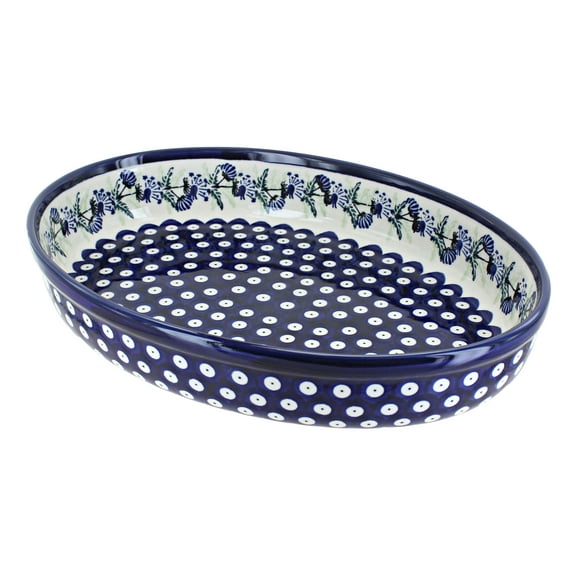 Blue Rose Polish Pottery Sweet Annie Medium Oval Baker