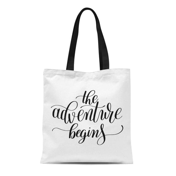 KDAGR Canvas Tote Bag the Adventure Begins Positive Inspirational Brush to Wall Reusable Shoulder Grocery Shopping Bags Handbag