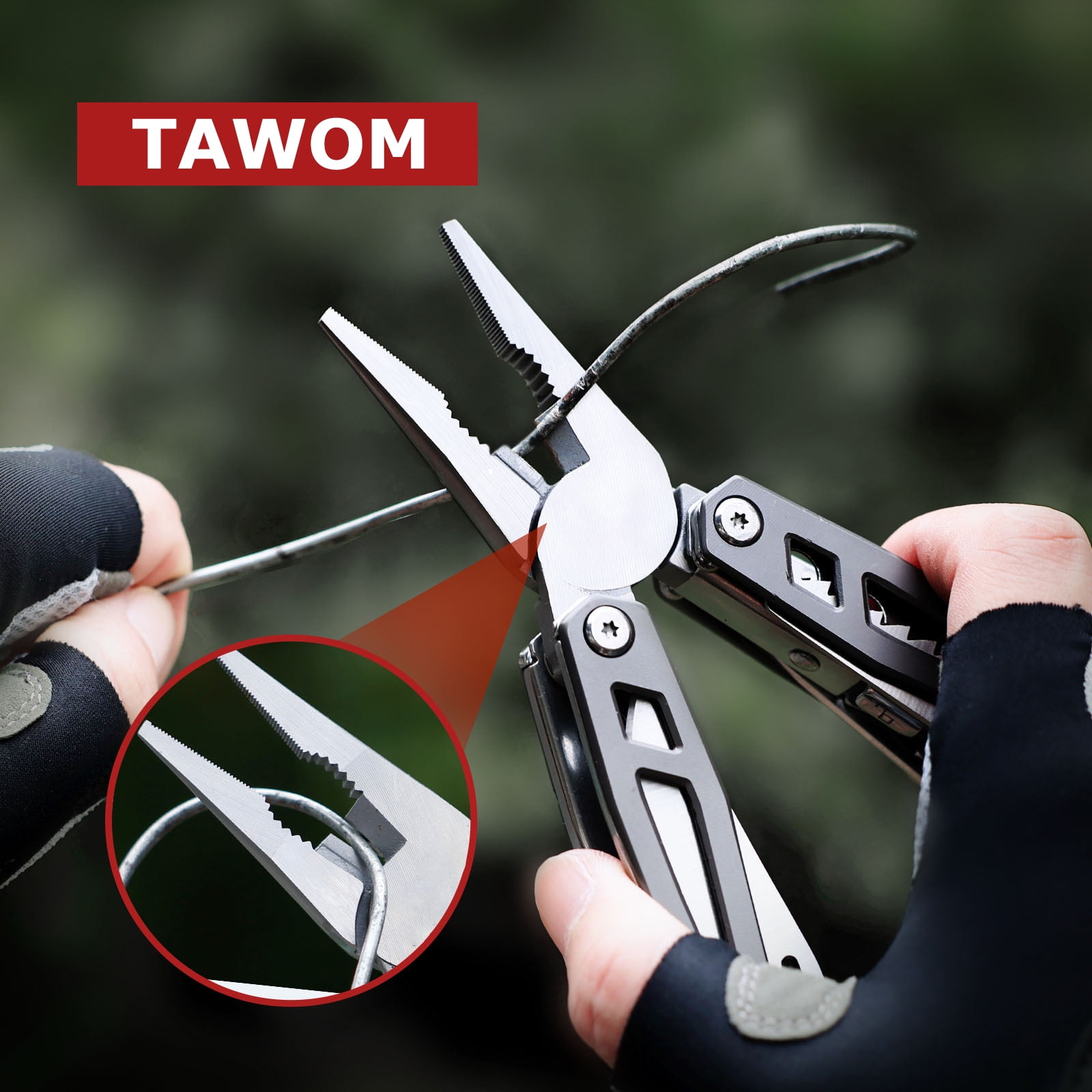TAWOM 21-in-1 Multitools Pocket Knife, Multi-Function Pliers, Self-Locking EDC Survival Gear with Pouch for Camping, Outdoor , Father's Day Gift for Men, Dad, Him, Gray