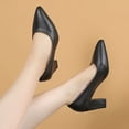 thumbnail image 5 of Purcolt Women's PU Leather Pumps Dressy Pointed Toe Slip on Block Heeled Shoes Formal Business Dress Shoes for Work Office Wedding, 5 of 9