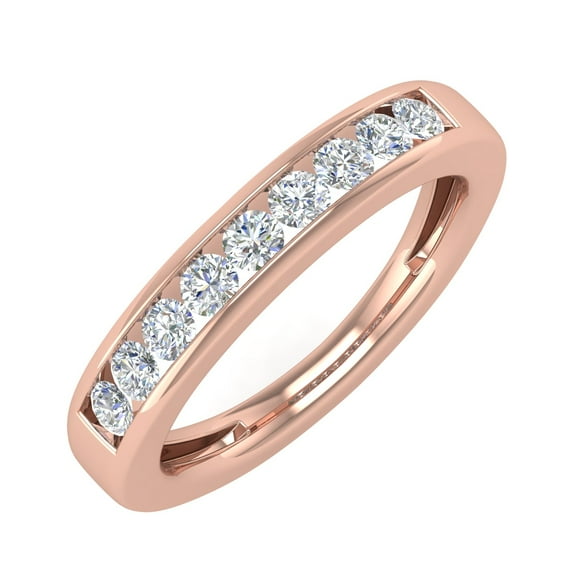 1/2 Carat Channel Set Diamond Wedding Band Ring in 14K Rose Gold (Ring Size 8)