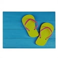 thumbnail image 2 of Yellow and Blue Cutting Board, Flip Flops on Wooden Pier Cheerful Holiday Travel Relax Image, Decorative Tempered Glass Cutting and Serving Board, Large Size, Sky Blue Yellow Pink, by Ambesonne, 2 of 5