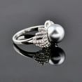 thumbnail image 2 of Openwork Full Diamond Pearl Ring For Women Grey And White, 2 of 4