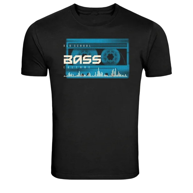 T-Shirt Unisexe Graphique Audio Rétro Lecteur de Musique Cassette Basse Old School K2216, P-5TG