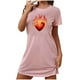 thumbnail image 2 of Camisón corto de San Valentín para mujer, talla grande, estampado en el pecho, cuello redondo, manga corta, 2 of 3