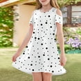 thumbnail image 3 of XADYUY Girls Sleeveless Dresses Casual A-Line Sleeveless Toddler Skater Polka Dot Basic Crew Neck Swing kids sundresses girls 4-16,White 5-6 Years, 3 of 6
