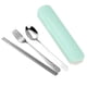 thumbnail image 1 of Juego de vajilla portátil Monstrate 4 Uds cuchara tenedor cuchillo palillos color azul rosa verde, 1 of 6