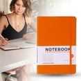thumbnail image 1 of Blekii A5 Imitation Leather Notebook – 160-Page Hardcover Diary with Elastic Strap, Horizontal Lined Pages Orange Diary A5 Notebook with Binding (100 Sheets/200 Pages), 1 of 9
