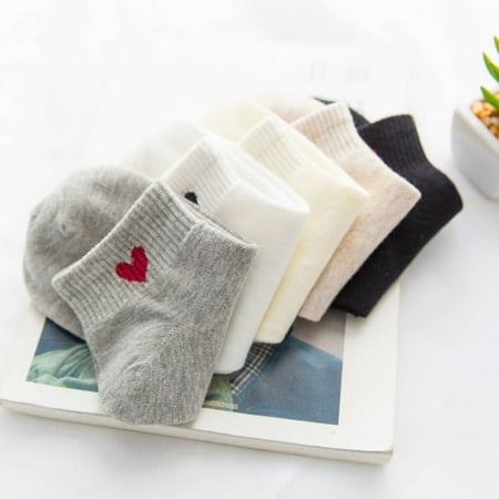 Today Deals Holiday Deal! Today# Cartoon Heart Pattern Short Socks Fashion Cute Women Funny Socks Female Casual Full Cotton Ankle Sock ()