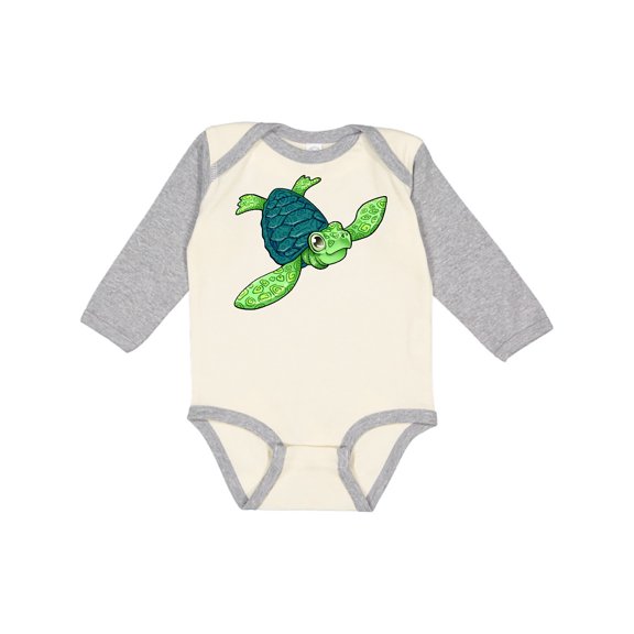 Inktastic Sea Turtle with swirls Boys or Girls Long Sleeve Baby Bodysuit