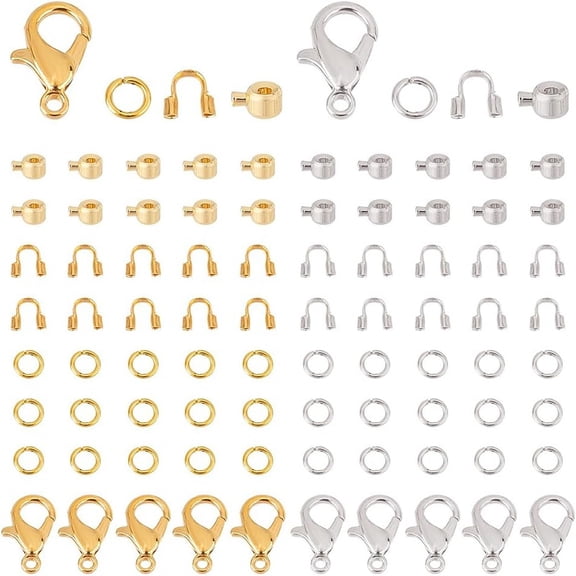 1box DIY Jewelry Making Finding Kit Including Crimp Beads & Wire Guardian Clasps Jump Rings Mixed color 4~12x3.5~4x0.7~3mm Hole: 0.5~1.2mm