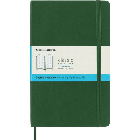 Moleskine Classic Notebook, Soft Cover, Large (5" 8.25"), Dotted, Myrtle Green
