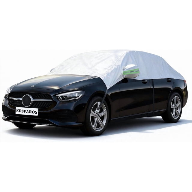 Half Car Cover for Windshield Ice & Snow - Windshield Snow Cover with Hail Protector, All-Weather Car Cover Fit for Cars & SUVs with Reflective Straps