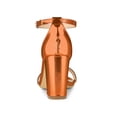 thumbnail image 2 of BLISSFUL STEP Women's Sandals Rhinestone Chunky Heel Ankle Strap Open Toe Party Shoes Orange 8, 2 of 7