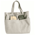 thumbnail image 4 of Tanyzvel Women's Corduroy Tote Bag, Casual Shoulder Purse with Front Pocket for Work & School, 4 of 5