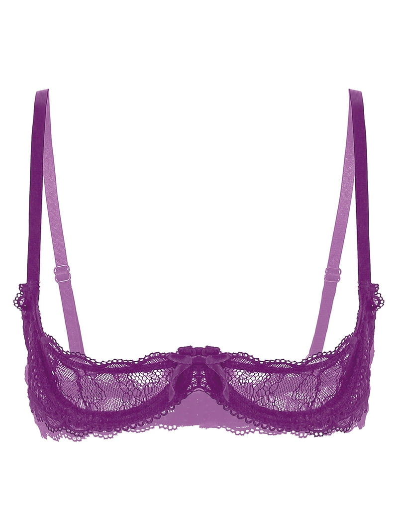YiZYiF Womens Sheer Lace Push Up Underwire Bra Tops Lingerie