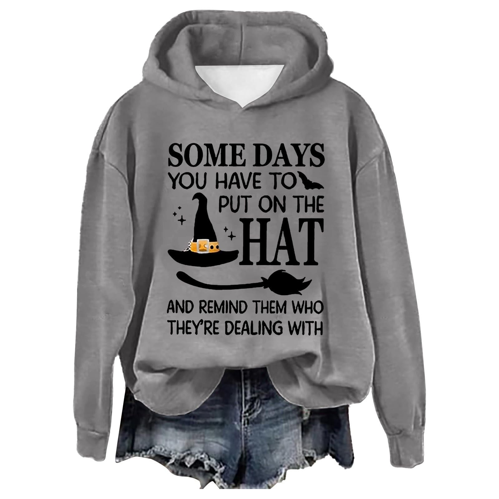 Halloween Hoodies For Women Oversized Letter Print Pullover