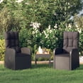 thumbnail image 1 of vidaXL Chaises de Jardin Inclinables 2 Pcs avec Coussins en Rotin Poly Noir, 1 of 4