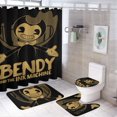thumbnail image 1 of Juego de 4 cortinas de ducha de Bendy And The Ink Machine con alfombrillas antideslizantes, tapa de inodoro y alfombrilla de baño, cortina de ducha impermeable con decoración de dibujos animados para, 1 of 8