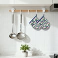 thumbnail image 2 of Unique Bargains Oven Mitts Pot Holders Heat Resistant Kitchen Glove Blue 7.1x5.5inch, 2 of 7
