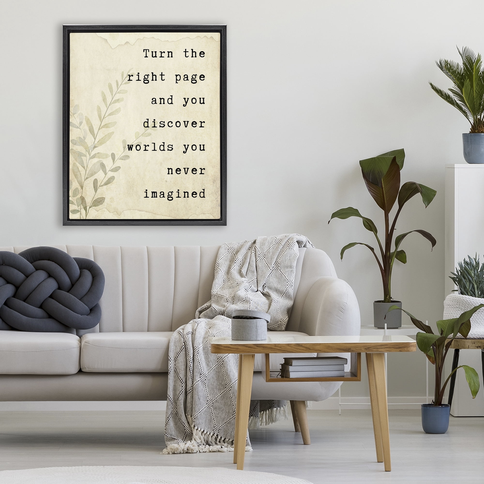 Stupell Industries Literary Wonders Quote Black Framed Floater Canvas Wall Art, design by Julia Frost