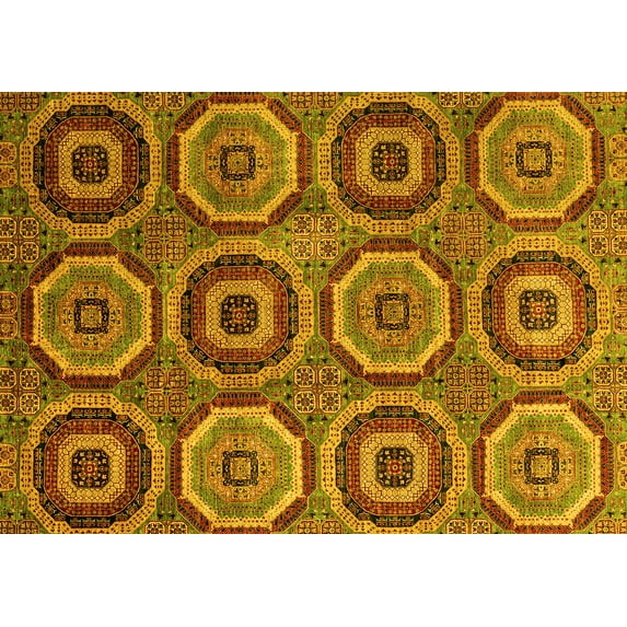 Ahgly Company Machine Washable Indoor Rectangle Abstract Yellow Modern Area Rugs, 2' x 4'