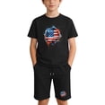 thumbnail image 2 of DJDLJWCJ Girls Outfit Sets Girls Crewneck Graphic Tee Shirt and Elastic Waist Stretch Soft Shorts Black Size 5T, 2 of 10
