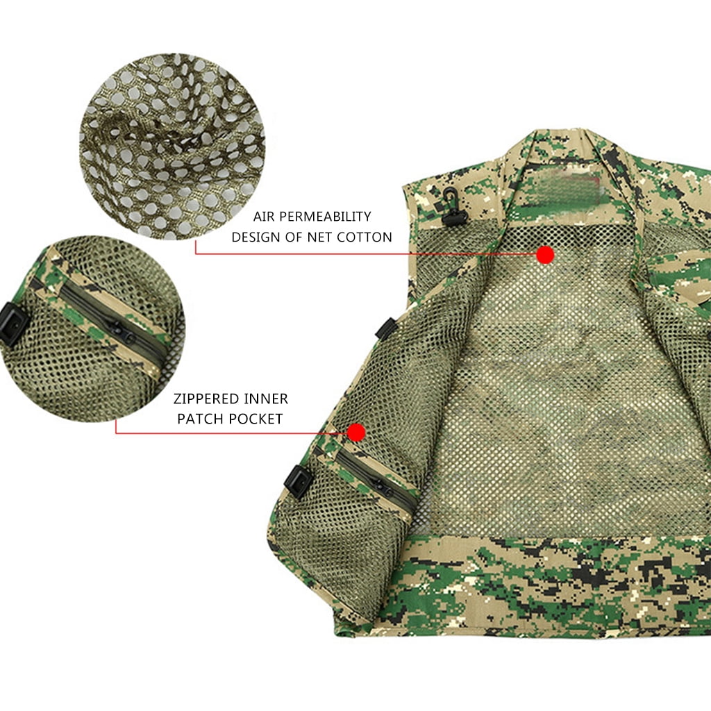 Necvior Multi Pockets Vest Men Summer Mesh Breathable Photography Waistcoat Reporter Director Casual Vest Work Uniform