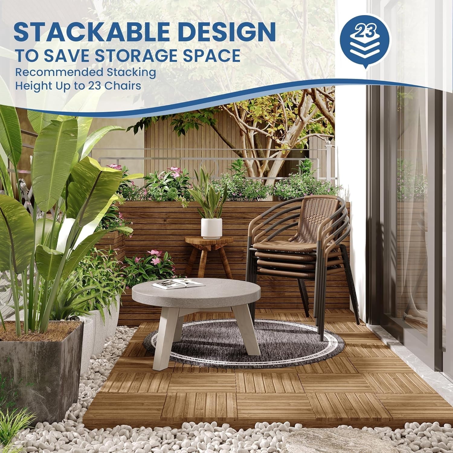 UDPATIO Outdoor Dining Chairs Set of 4, Patio Chairs, Rattan Outdoor Dining Chairs Set, Rattan Indoor-Outdoor Chairs for Bistro, Deck, Backyard, Porch, Steel Frame & Rattan Seat (Brown)