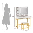 thumbnail image 4 of Tydimor Lighted Makeup Vanity Set, Women Dressing Table with Outlets, Vanity Desk with Drawers & Stool, 4 of 8