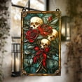 thumbnail image 2 of Skull Rose ACRYLIC Suncatcher – Gothic Faux Glass Window Hanging with Red Roses, Skulls & Ribbon Halloween Dark Floral Decor 4343868508 5189, 2 of 4