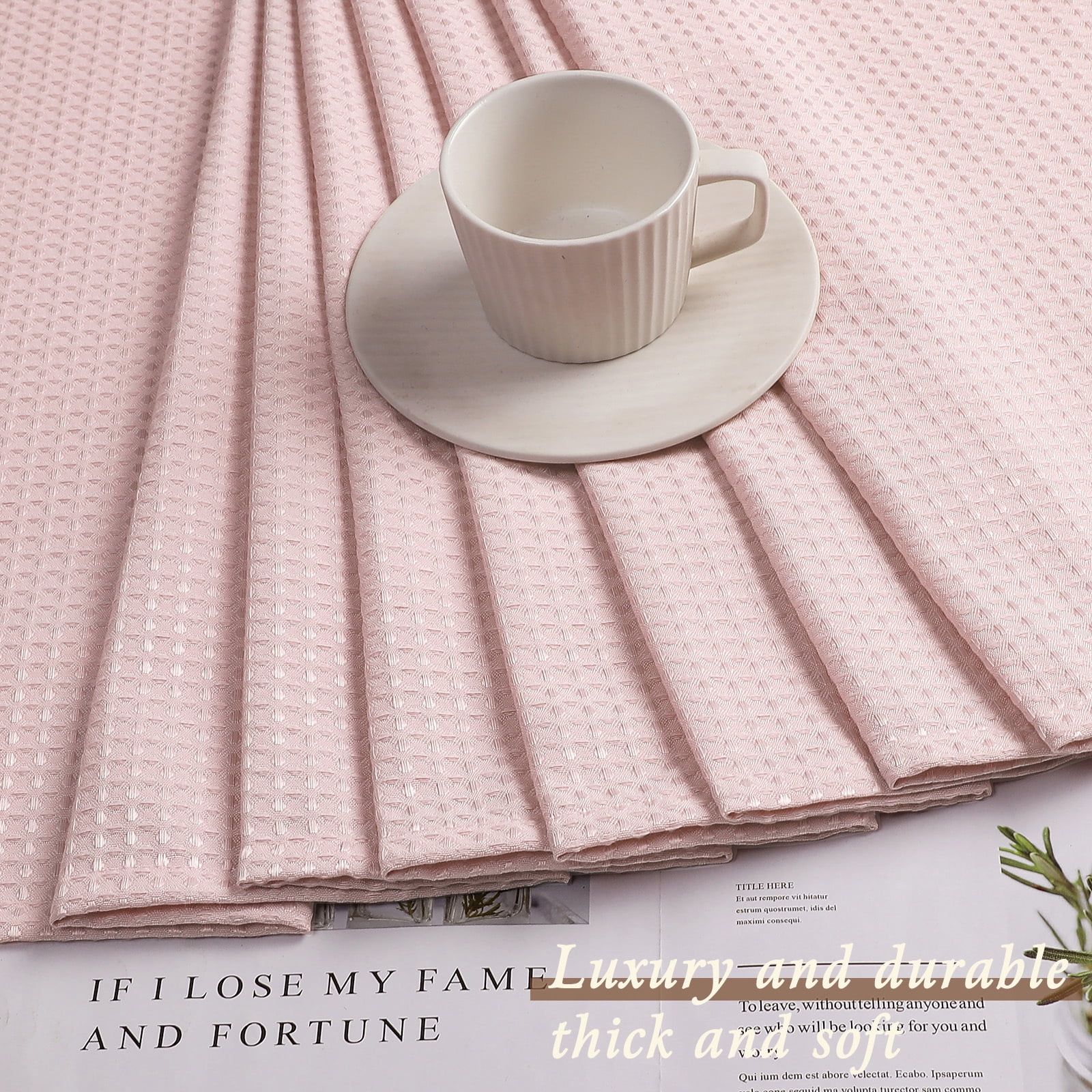 OVZME Blush Stall Fabric Shower Curtain - 36"Wx72"L Waffle Weave Hotel Luxury Weighted Cloth Bath Curtain for Bathroom, Narrow Stall Size, Machine Washable, 36Wx72L inches, Blush Pink