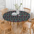 thumbnail image 3 of Elastic Edge Round Table Cover with Bohemian Floral Design - Vibrant Stretch Fit Tablecloth for Dining Room Kitchen - 52 to 56 Inch, 3 of 7