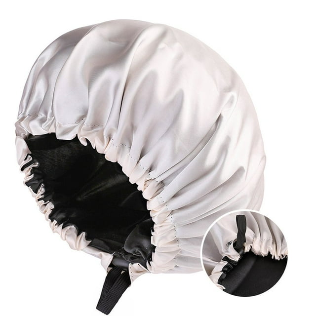 Hair Bonnet Smooth Surface Solid Color Double Sides Versatile All Fit Adjustable Drawstring Lightweight Sleep Cap for Bath
