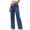 Dark Blue, variant on Womens Drawstring Elastic Waist Wide Leg Denim Pants with Patch Pockets Loose Fit Casual High Waist Pull On Jeans